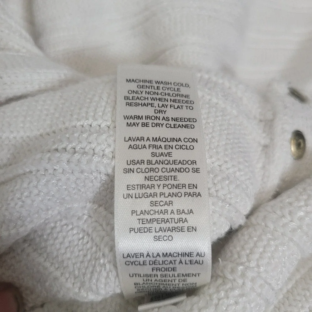 White House Black Market XS Dolman Sweater Ivory Ribbed Side Snap Boatneck